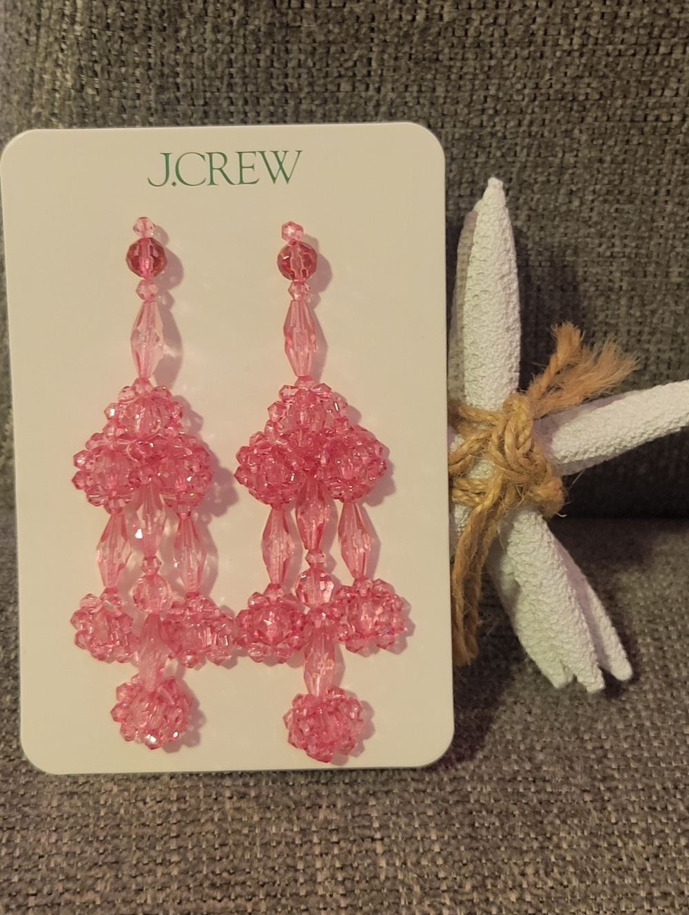 J. Crew Pink Faceted Beaded Chandelier Earrings